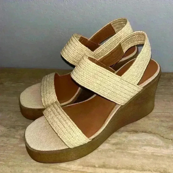 NEW Lucky Brand Delilah Platform Ankle Strap Slingback Wedge Sandals - Picture 2 of 10